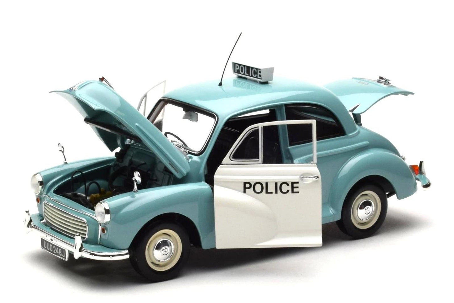 1:18 Morris Minor (RHD) - Police - 1959 - Blue/White - Minichamps - 150 137090