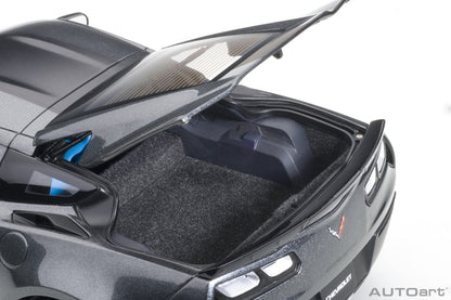 1:18 Chevrolet Corvette Grand Sport - Watkins Glen Grey Metallic /Black Stripes /Blue Fender Hash Marks - AUTOart - 71272