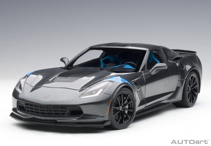 1:18 Chevrolet Corvette Grand Sport - Watkins Glen Grey Metallic /Black Stripes /Blue Fender Hash Marks - AUTOart - 71272