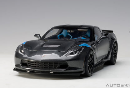 1:18 Chevrolet Corvette Grand Sport - Watkins Glen Grey Metallic /Black Stripes /Blue Fender Hash Marks - AUTOart - 71272