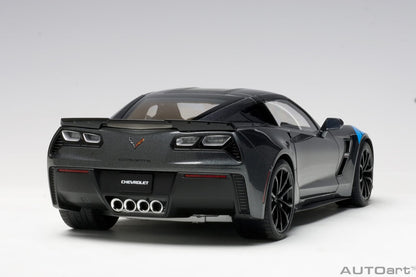 1:18 Chevrolet Corvette Grand Sport - Watkins Glen Grey Metallic /Black Stripes /Blue Fender Hash Marks - AUTOart - 71272
