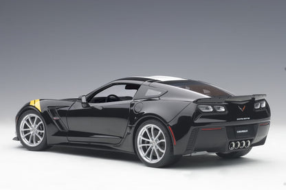 1:18 Chevrolet Corvette Grand Sport - Black /White Stripes /Yellow Fender Hash Marks - AUTOart - 71273