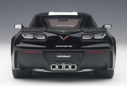1:18 Chevrolet Corvette Grand Sport - Black /White Stripes /Yellow Fender Hash Marks - AUTOart - 71273