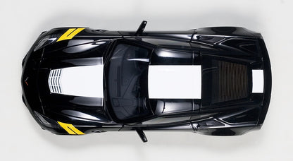 1:18 Chevrolet Corvette Grand Sport - Black /White Stripes /Yellow Fender Hash Marks - AUTOart - 71273