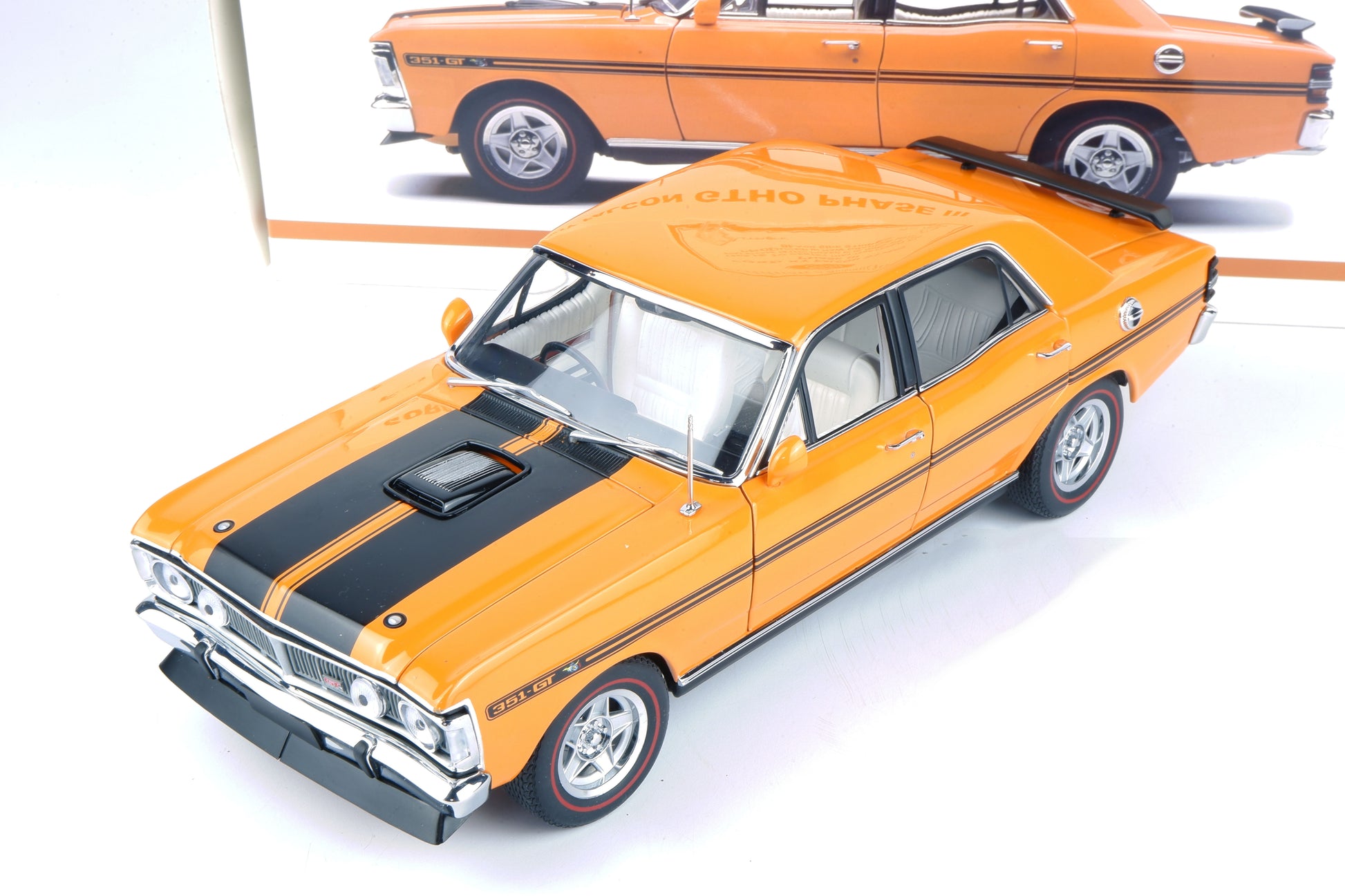 1:18 Ford XY Falcon GTHO Phase III - Raw Orange/Black Side Stripes - AUTOart - 72767
