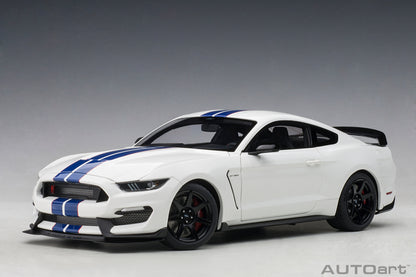 1:18 Ford Shelby GT-350R - Oxford White w/Lightning Blue Stripes - AUTOart - 72931