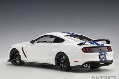 1:18 Ford Shelby GT-350R - Oxford White w/Lightning Blue Stripes - AUTOart - 72931