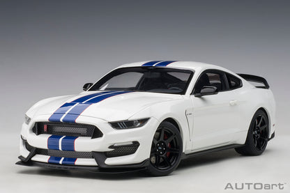 1:18 Ford Shelby GT-350R - Oxford White w/Lightning Blue Stripes - AUTOart - 72931