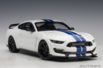 1:18 Ford Shelby GT-350R - Oxford White w/Lightning Blue Stripes - AUTOart - 72931