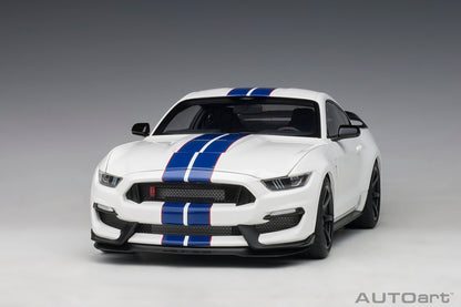 1:18 Ford Shelby GT-350R - Oxford White w/Lightning Blue Stripes - AUTOart - 72931
