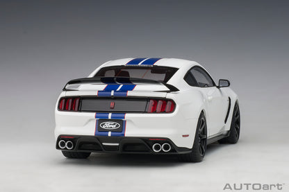 1:18 Ford Shelby GT-350R - Oxford White w/Lightning Blue Stripes - AUTOart - 72931