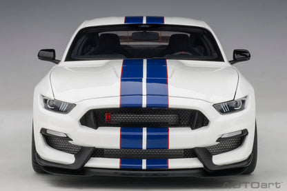 1:18 Ford Shelby GT-350R - Oxford White w/Lightning Blue Stripes - AUTOart - 72931