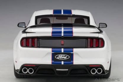 1:18 Ford Shelby GT-350R - Oxford White w/Lightning Blue Stripes - AUTOart - 72931