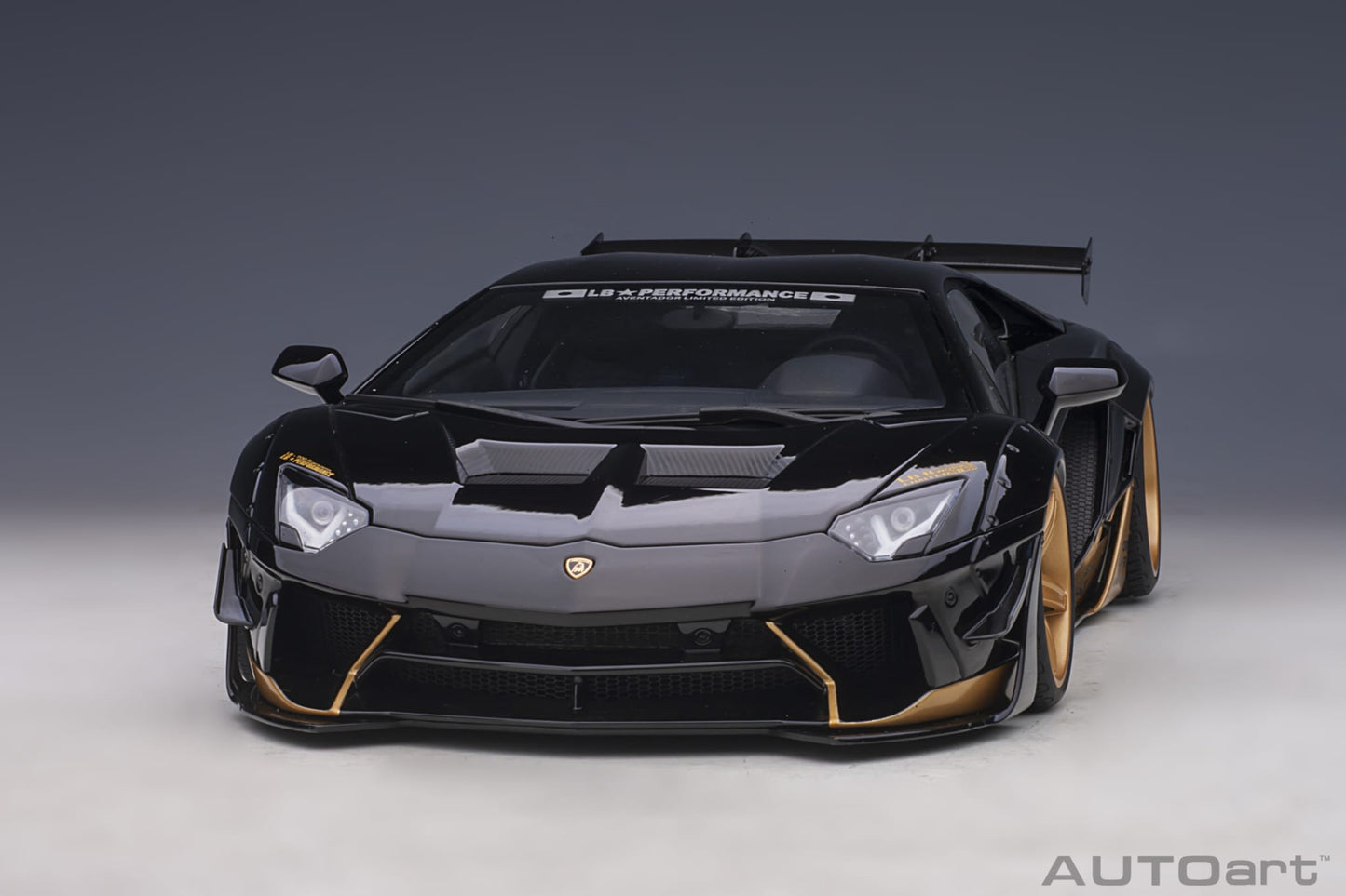 1:18 Lamborghini Aventador - Liberty Walk LB-Works Limited Edition - Gloss Black /Gold Accents - AUTOart - 79184