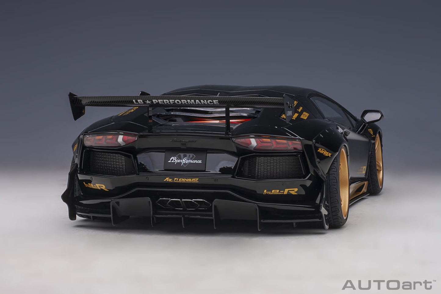 1:18 Lamborghini Aventador - Liberty Walk LB-Works Limited Edition - Gloss Black /Gold Accents - AUTOart - 79184
