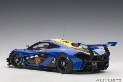 1:18 McLaren P1 GTR - Metallic Blue /Yellow Stripes - AUTOart - 81542