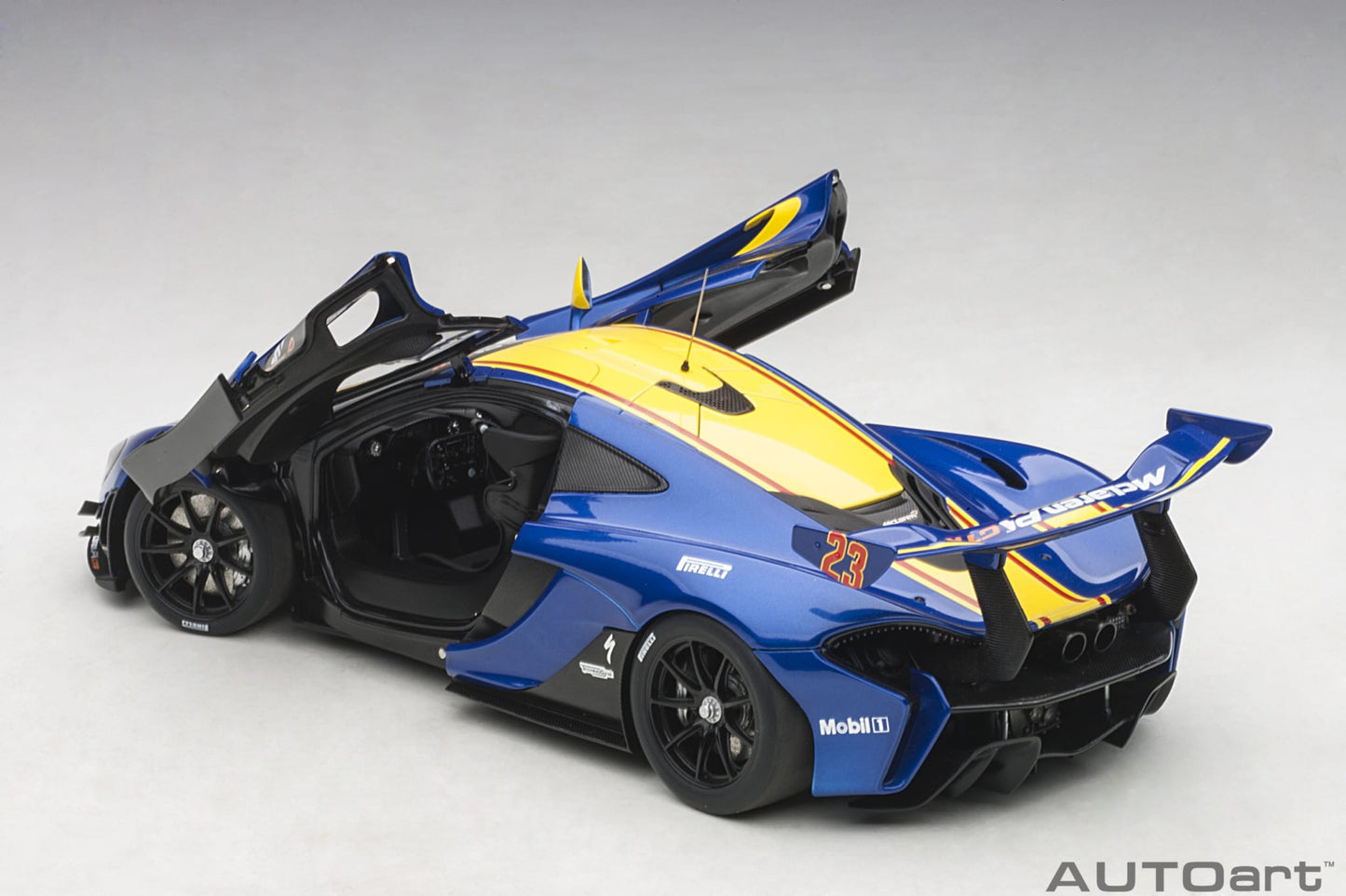 1:18 McLaren P1 GTR - Metallic Blue /Yellow Stripes - AUTOart - 81542