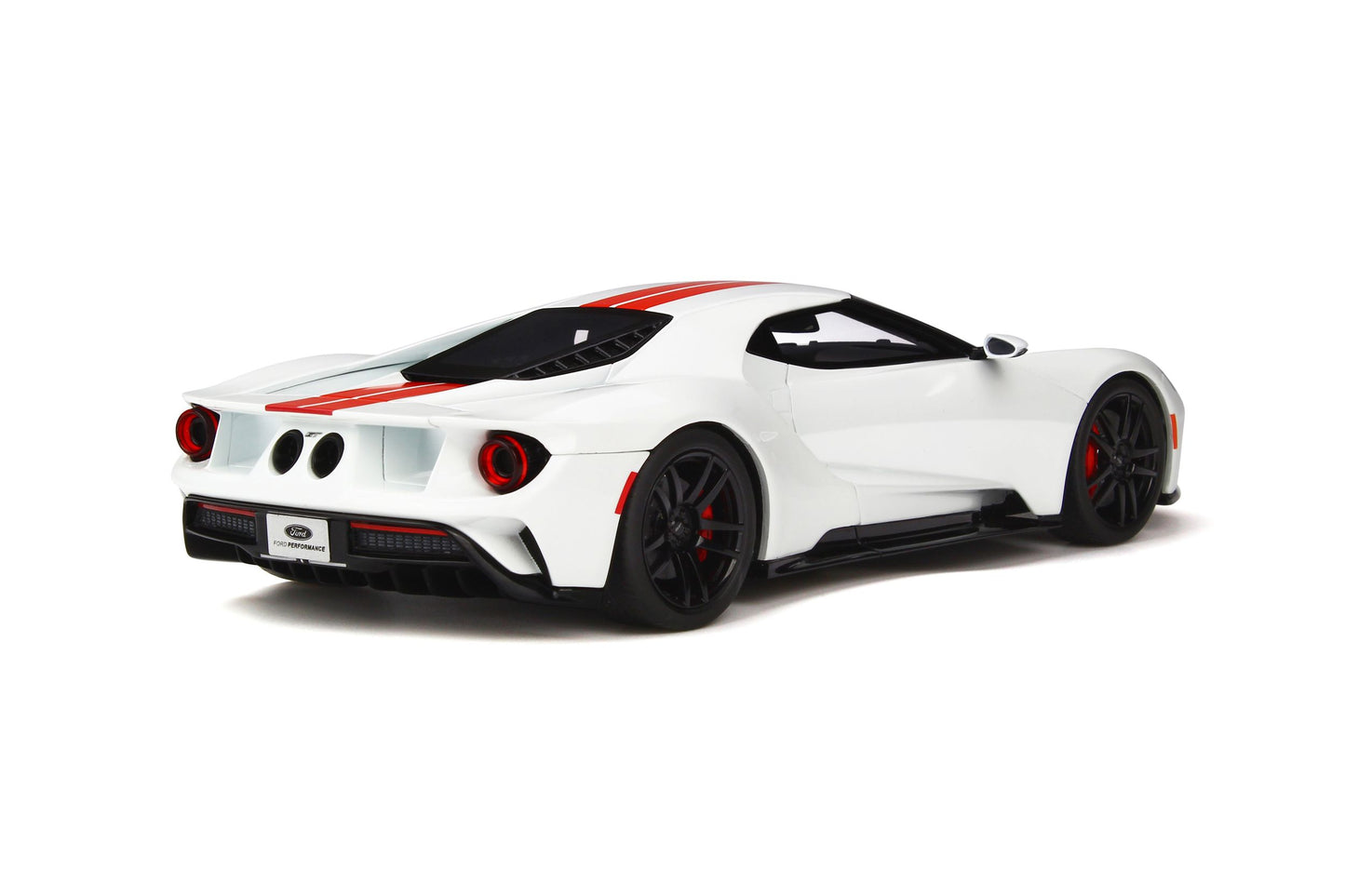 1:18 Ford GT - MY17 - Resin Model - 2017 - Frozen White w/Red Stripes - GT Spirit Models - GT097