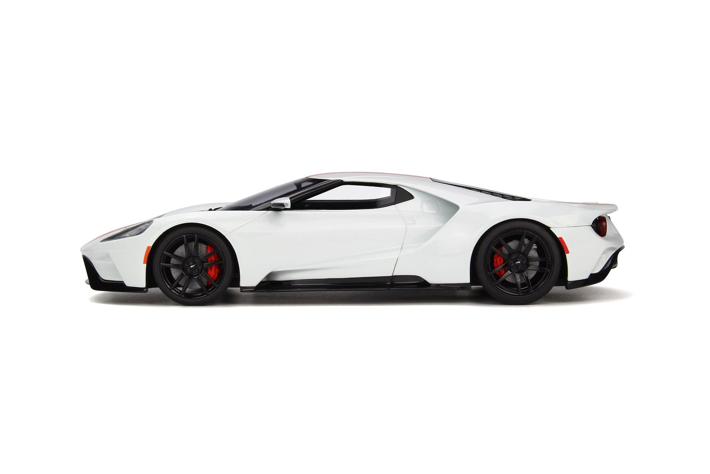 1:18 Ford GT - MY17 - Resin Model - 2017 - Frozen White w/Red Stripes - GT Spirit Models - GT097