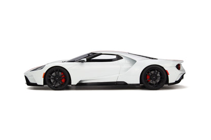 1:18 Ford GT - MY17 - Resin Model - 2017 - Frozen White w/Red Stripes - GT Spirit Models - GT097