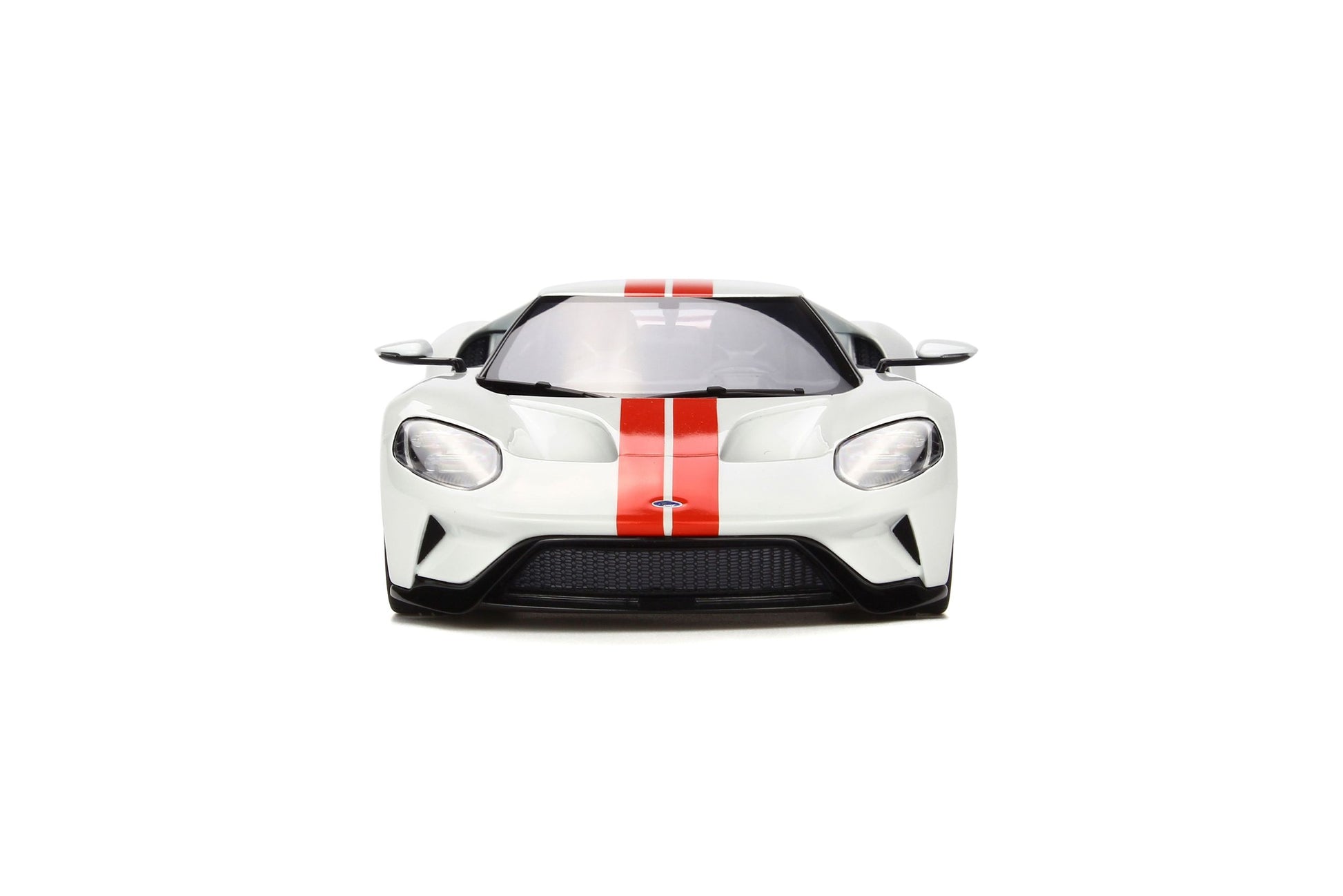1:18 Ford GT - MY17 - Resin Model - 2017 - Frozen White w/Red Stripes - GT Spirit Models - GT097