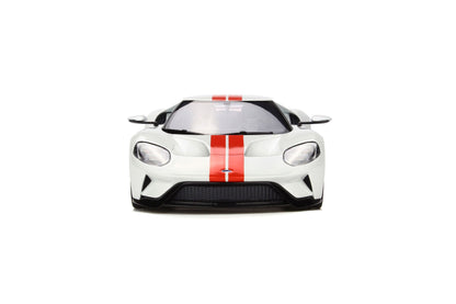 1:18 Ford GT - MY17 - Resin Model - 2017 - Frozen White w/Red Stripes - GT Spirit Models - GT097