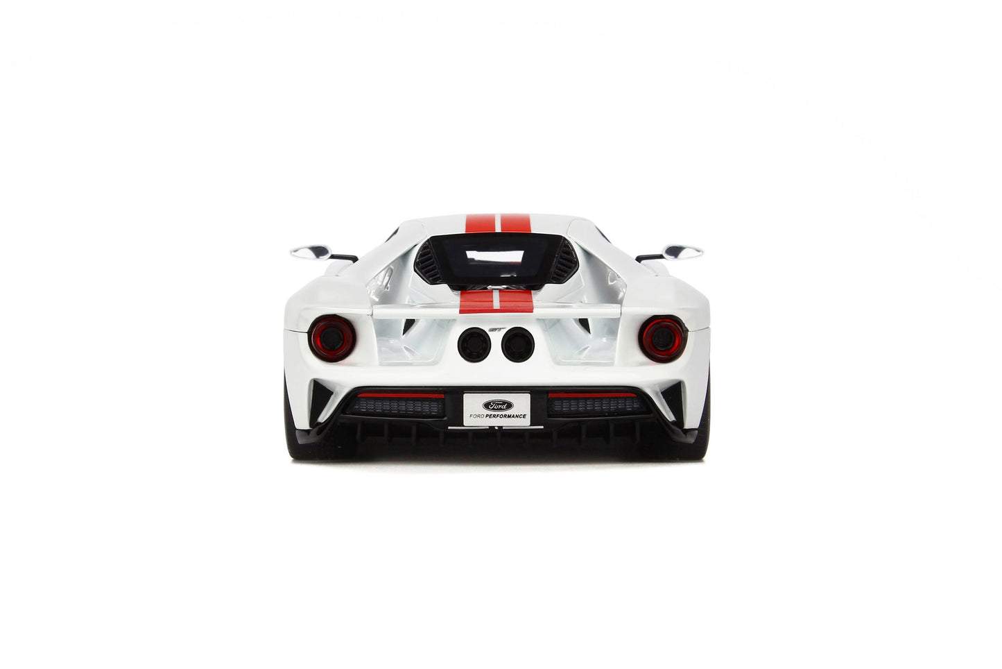 1:18 Ford GT - MY17 - Resin Model - 2017 - Frozen White w/Red Stripes - GT Spirit Models - GT097