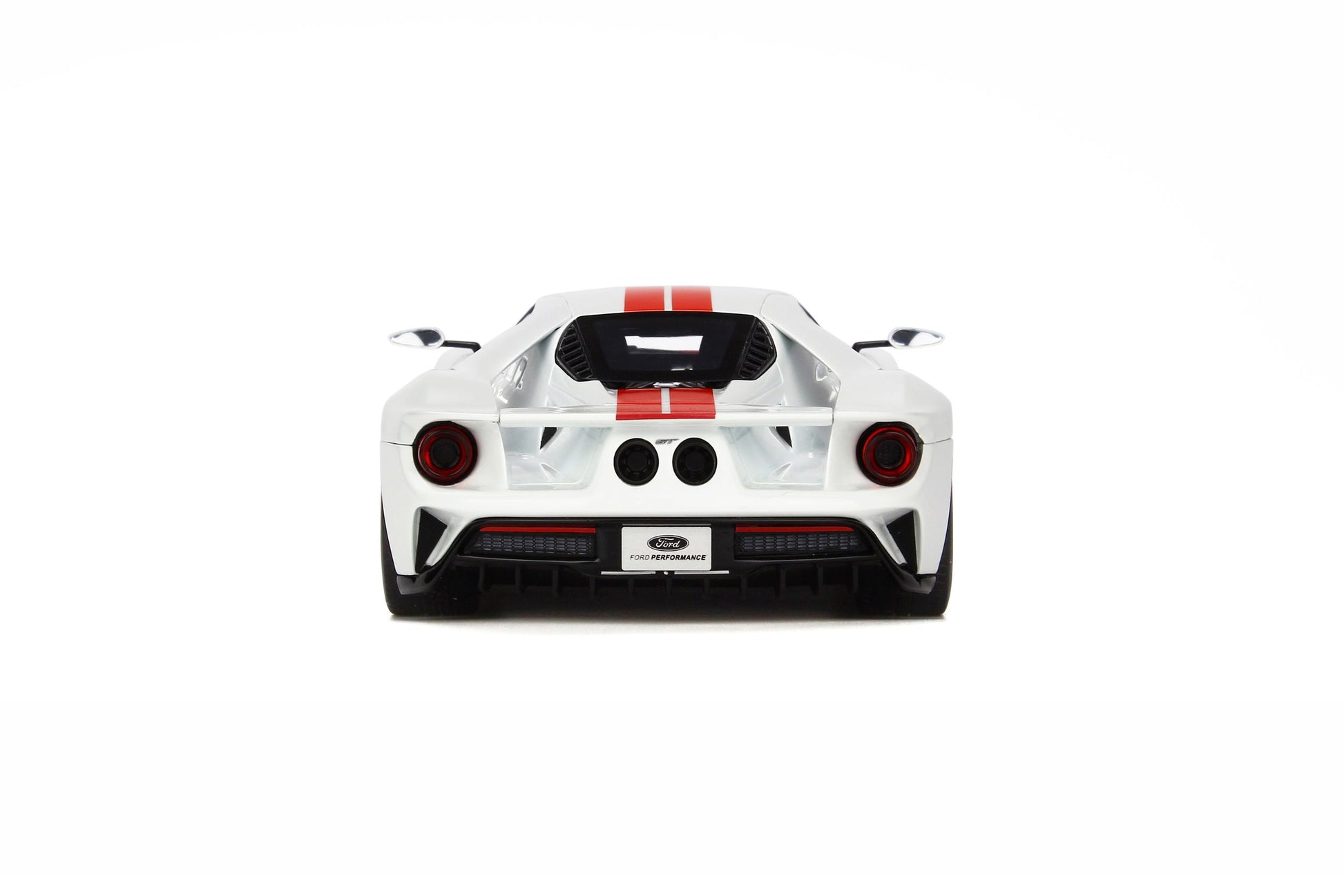 1:18 Ford GT - MY17 - Resin Model - 2017 - Frozen White w/Red Stripes - GT Spirit Models - GT097