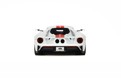 1:18 Ford GT - MY17 - Resin Model - 2017 - Frozen White w/Red Stripes - GT Spirit Models - GT097