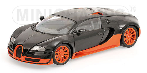 1:18 Bugatti Veyron Super Sport - World Record Edition - 2011 - Carbon/Orange - Minichamps - 100 110840