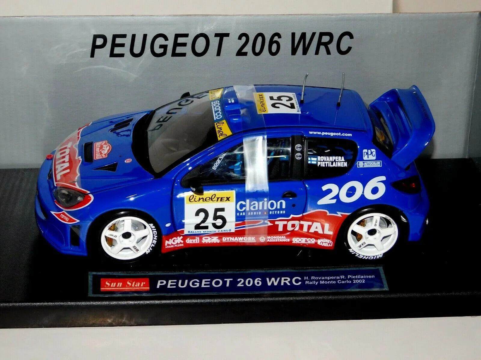 1:18 Peugeot 206 WRC - Rally Monte Carlo - 2002 - Harri Rovanpera - Sun Star - 3853