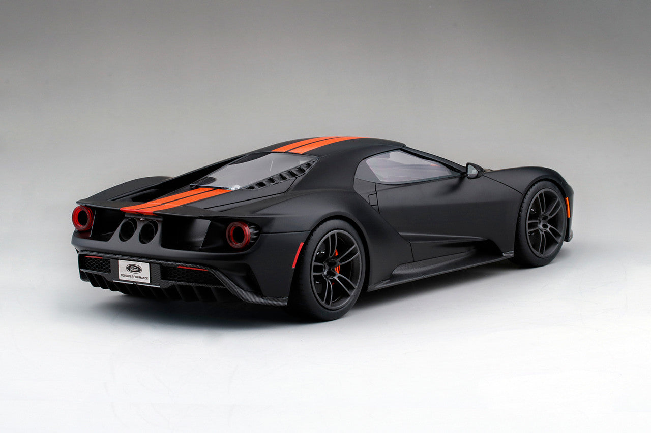 1:18 Ford GT - Resin Model - 2017 - Matte Black w/Competition Orange Stripe - Top Speed - TS0092
