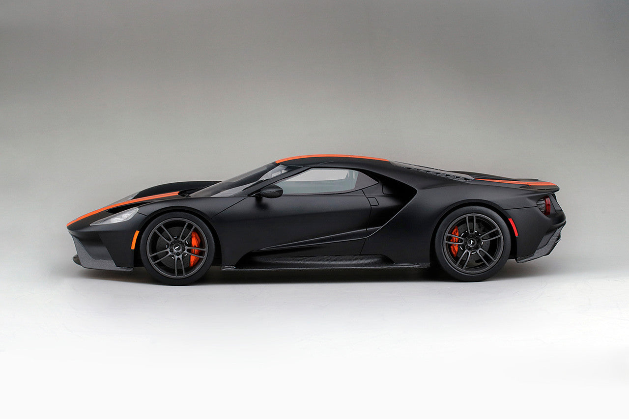 1:18 Ford GT - Resin Model - 2017 - Matte Black w/Competition Orange Stripe - Top Speed - TS0092