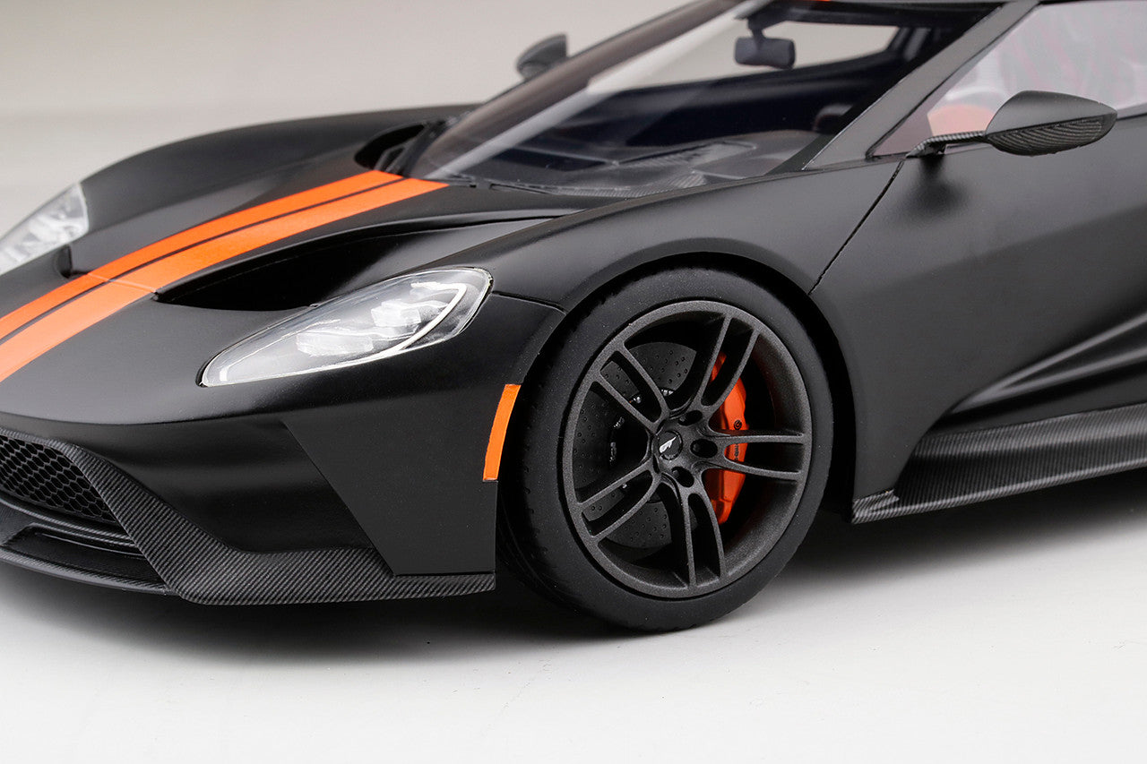 1:18 Ford GT - Resin Model - 2017 - Matte Black w/Competition Orange Stripe - Top Speed - TS0092
